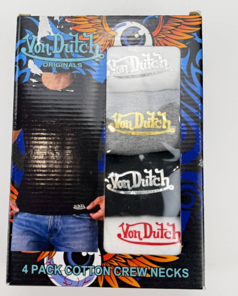 4 PACK VON DUTCH COTTON CREW NECK TEES SZ M